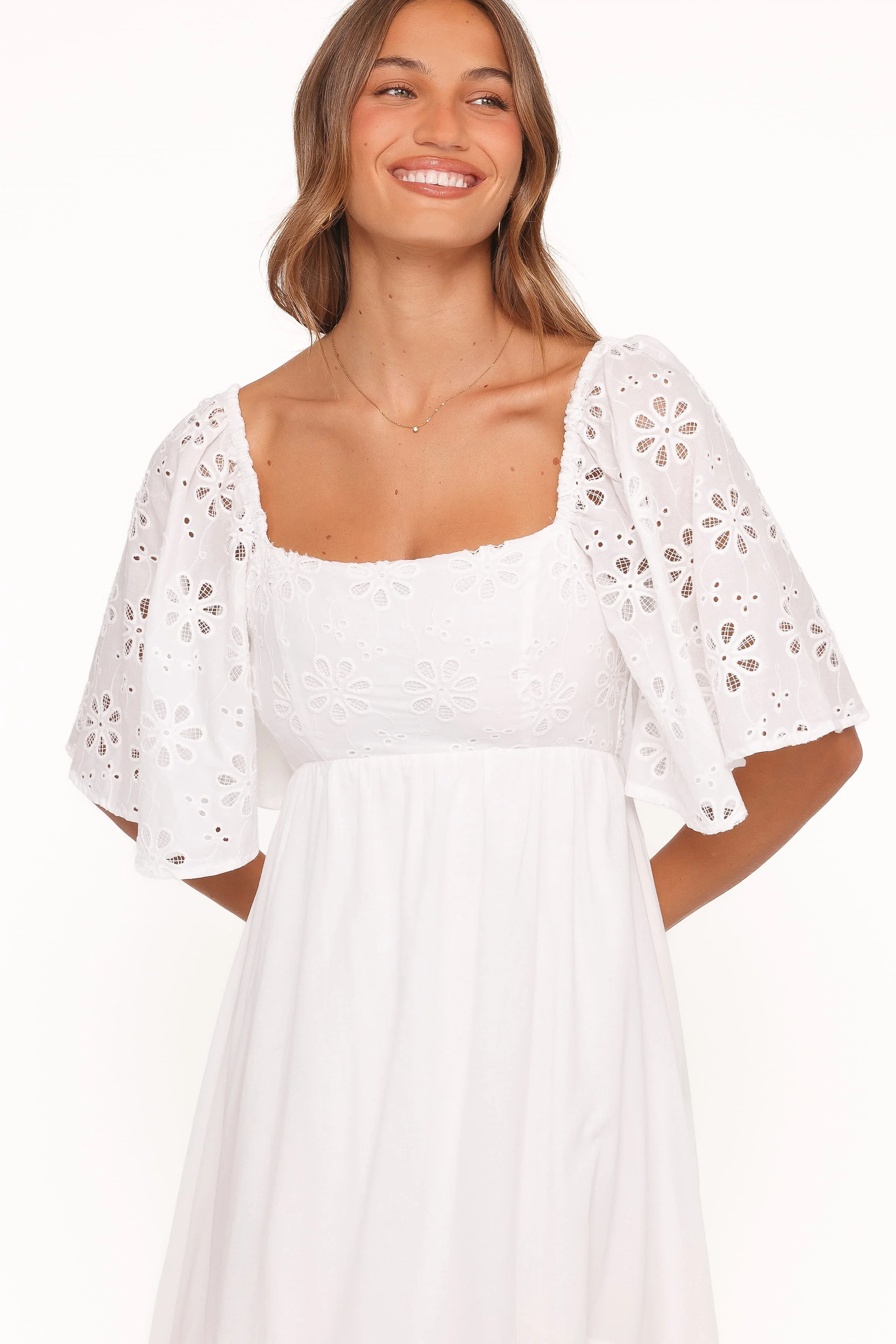 Xana Maxi Dress - White Broderie - Image 3