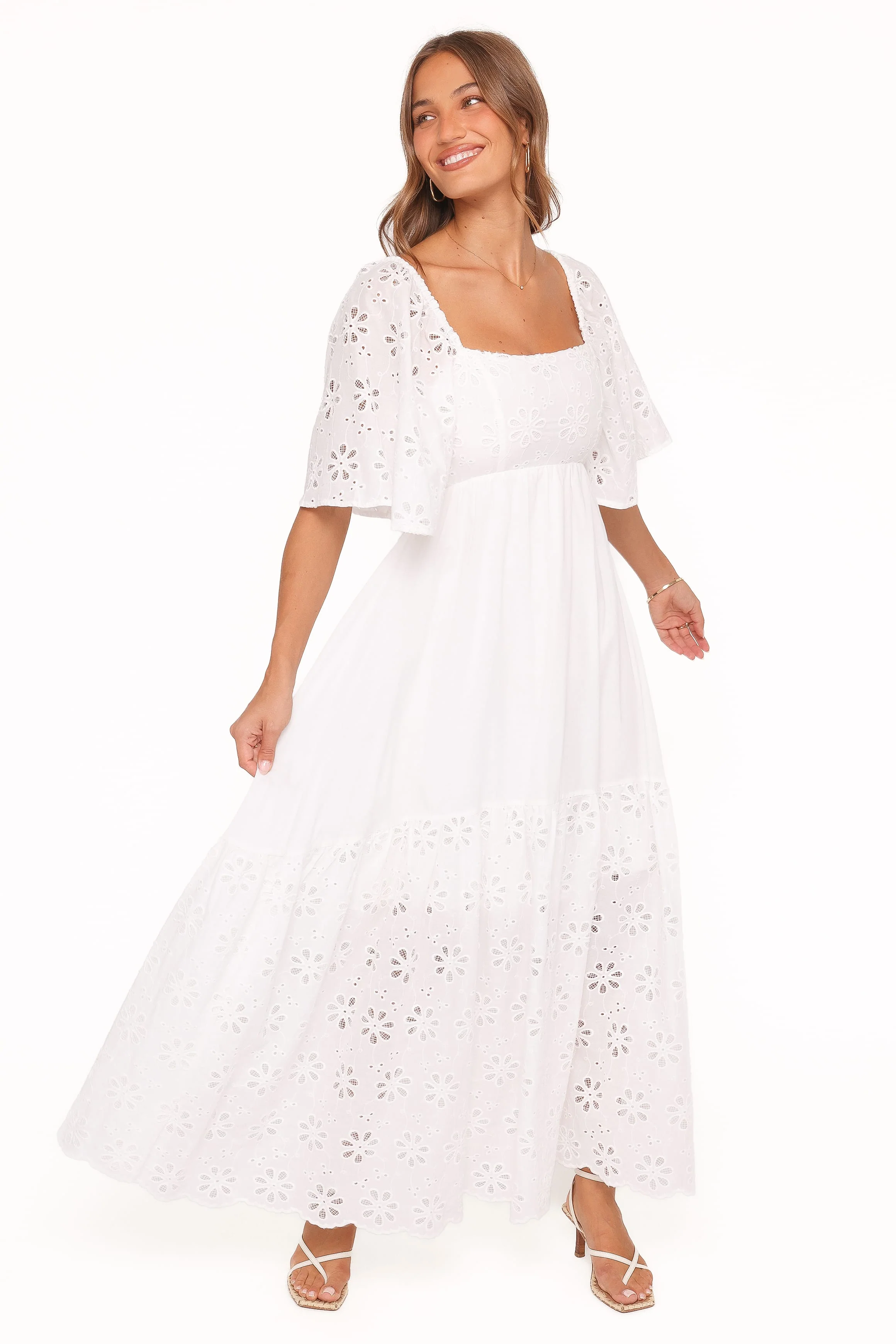 Xana Maxi Dress - White Broderie - Image 4