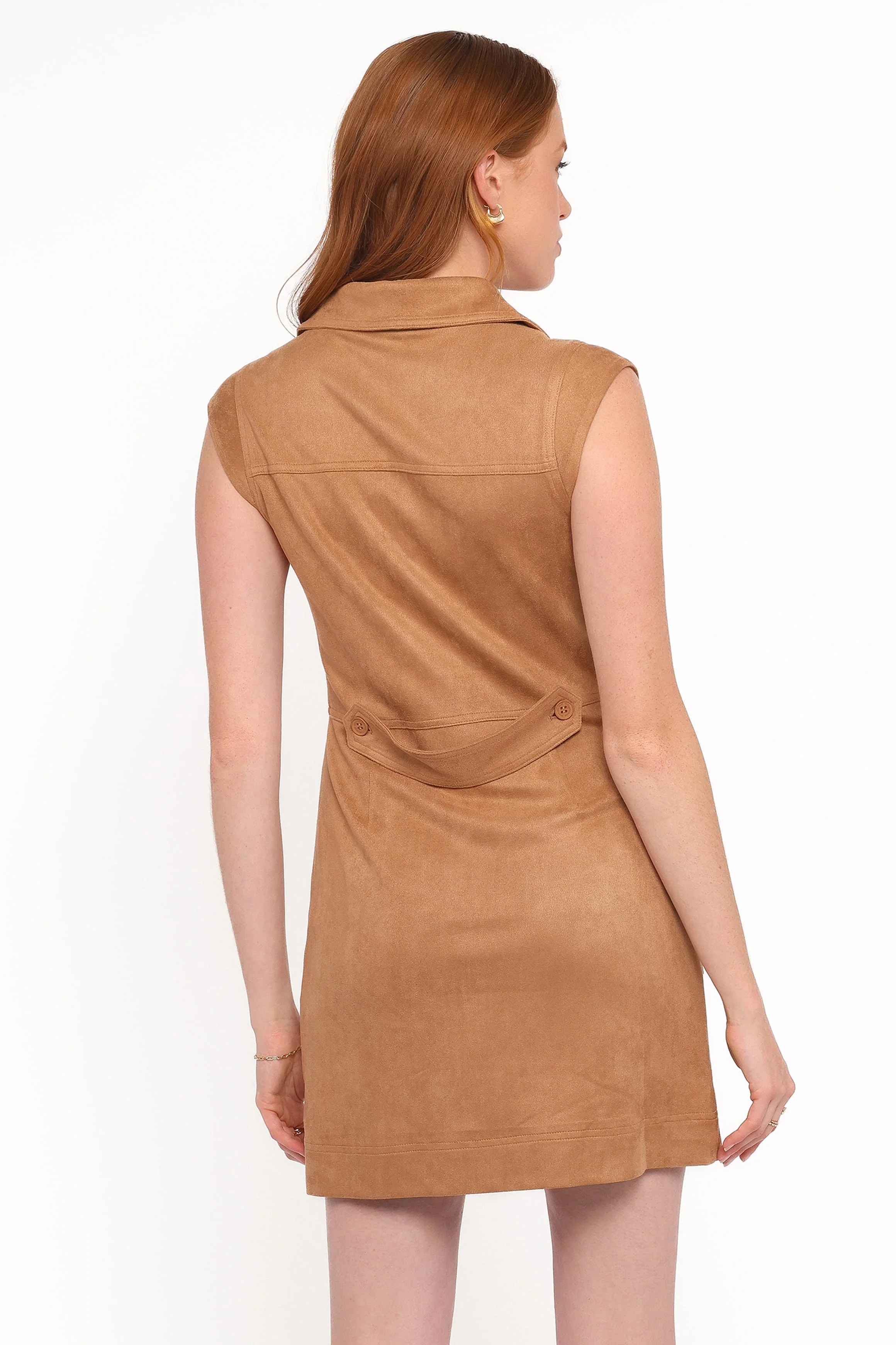 Xoey Suede Mini Dress - Camel - Image 4