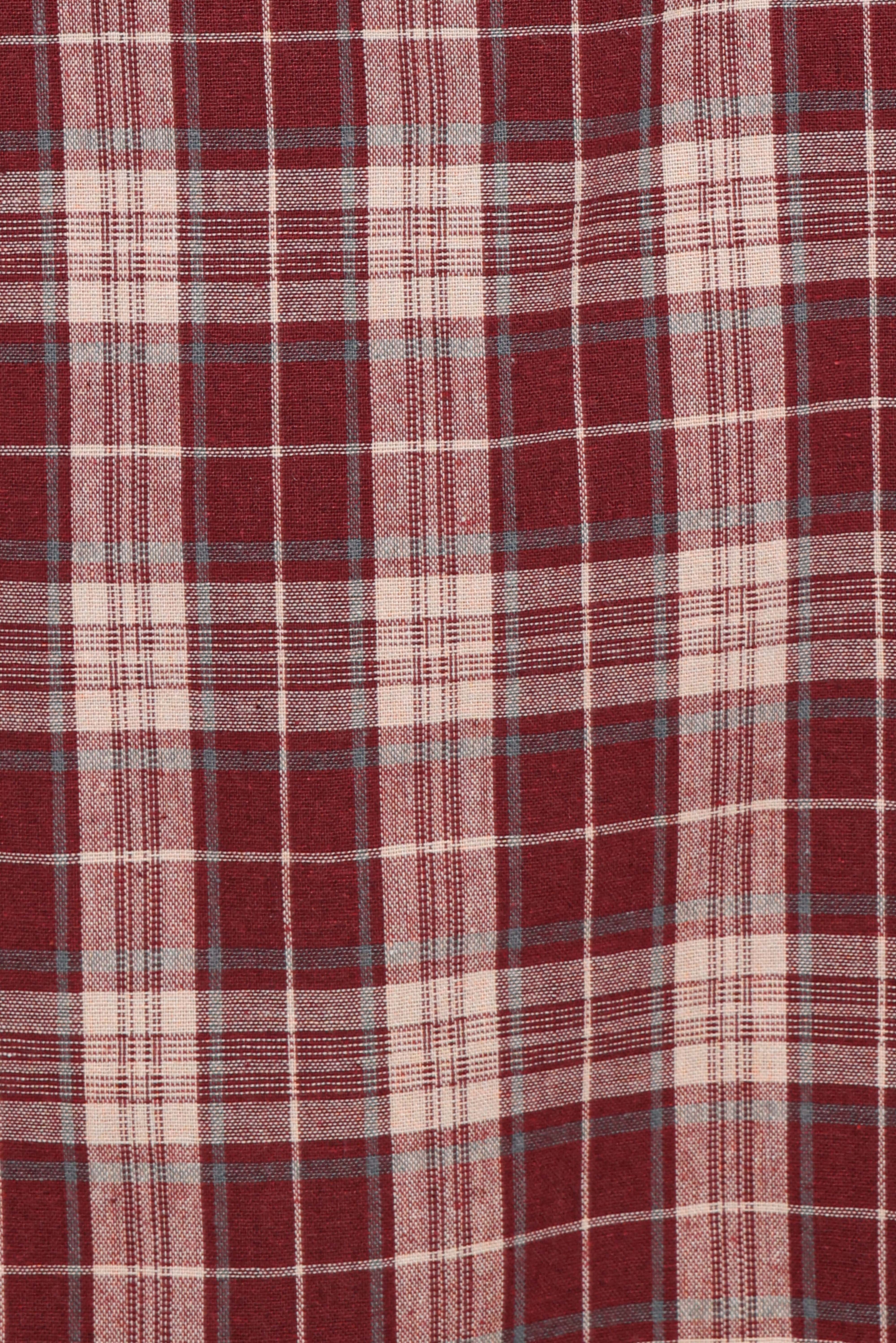 Yaris Mini Dress - Burgundy Plaid - Image 8