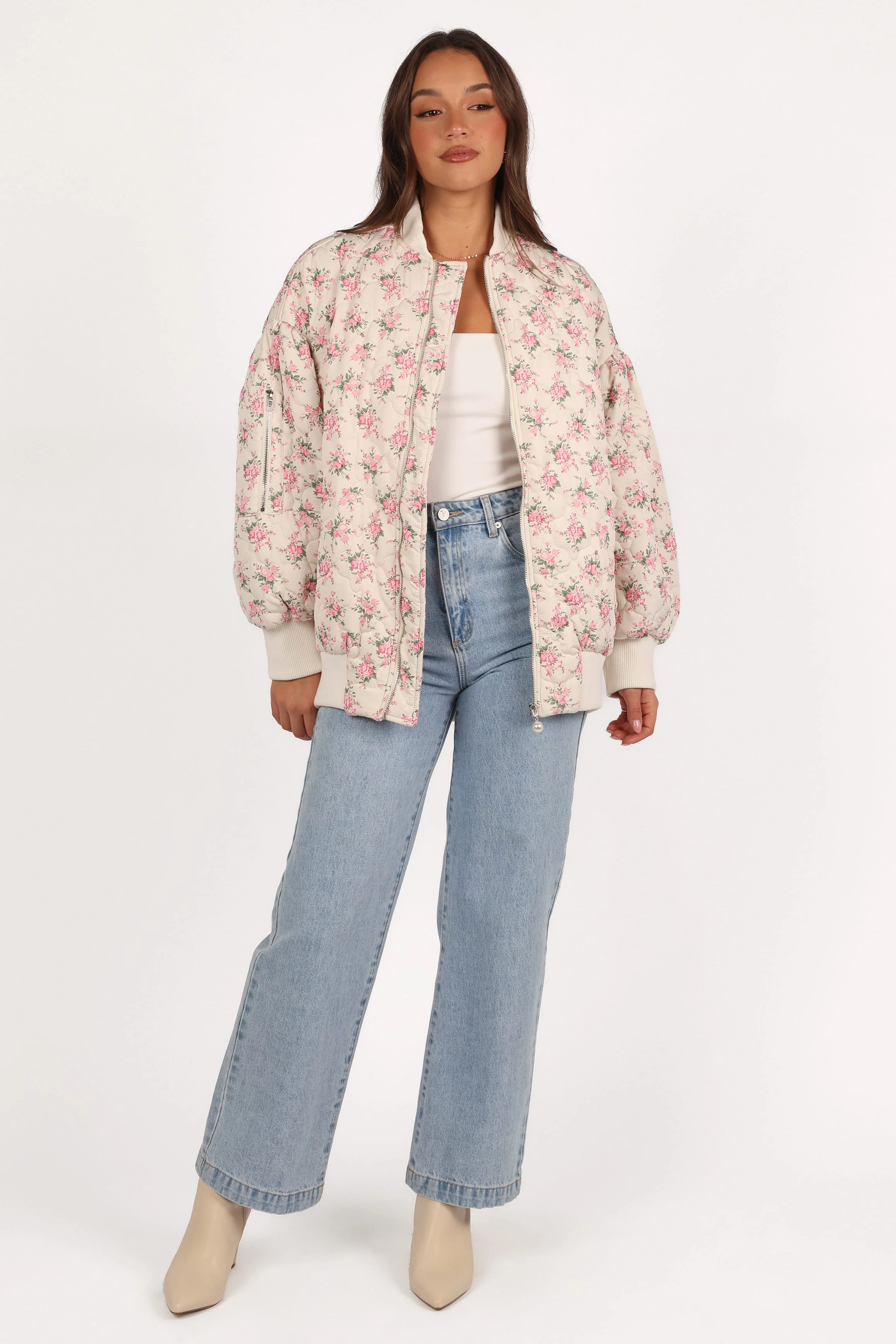 Yasmine Quilted Flower Jacket - Off White - Image 2