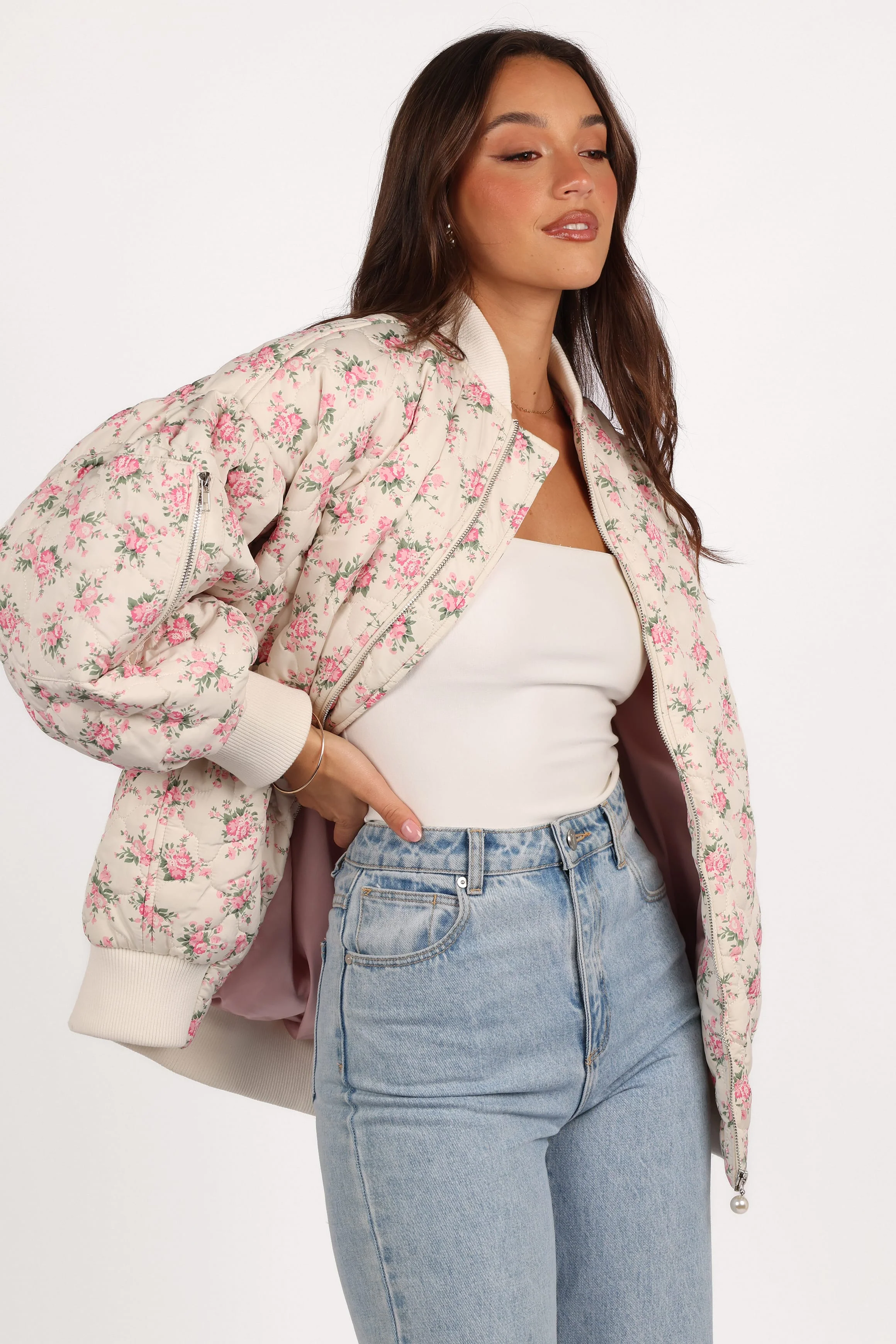 Yasmine Quilted Flower Jacket - Off White - Image 5