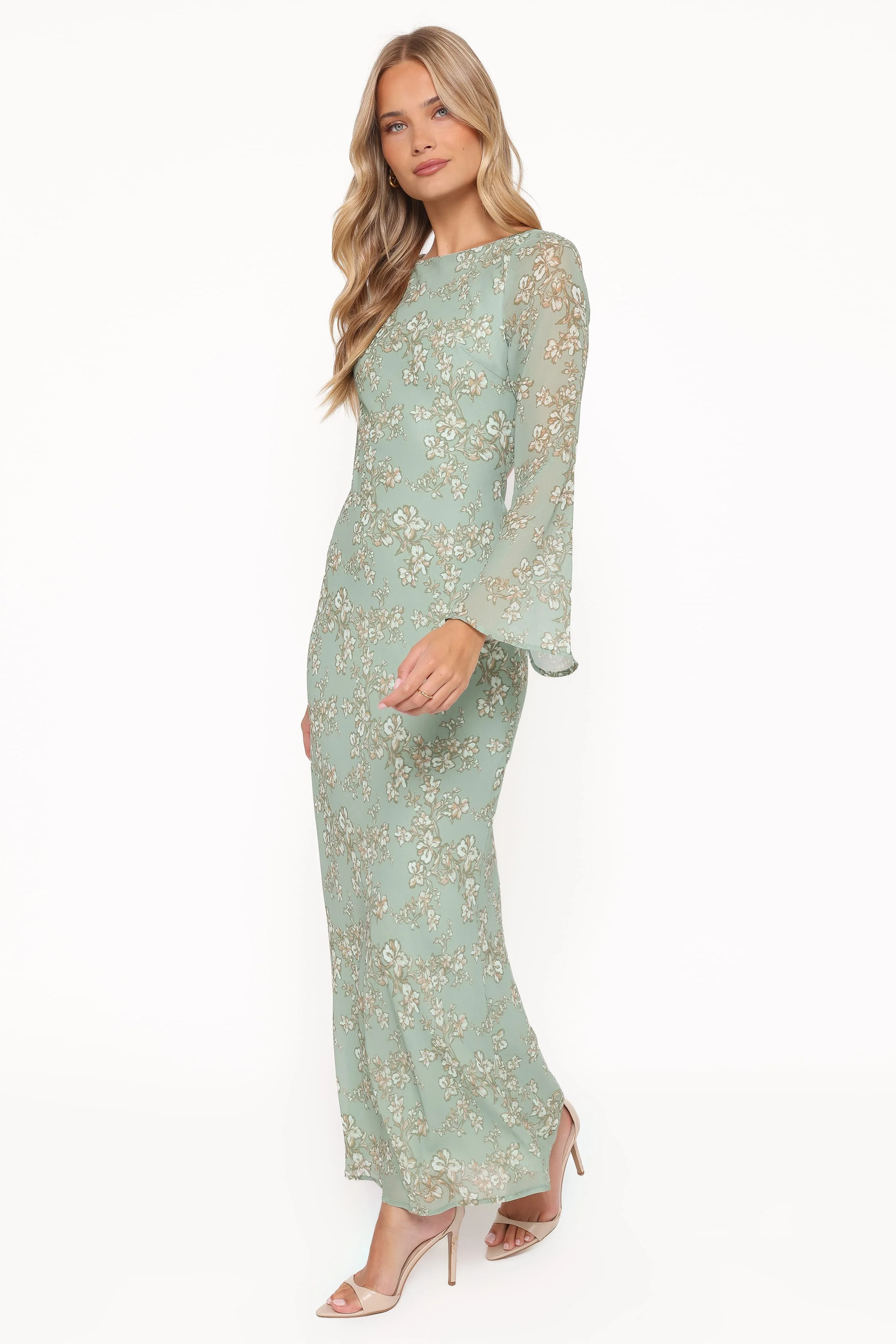 Yolanda Long Sleeve Maxi Dress - Sage Green Floral - Image 4