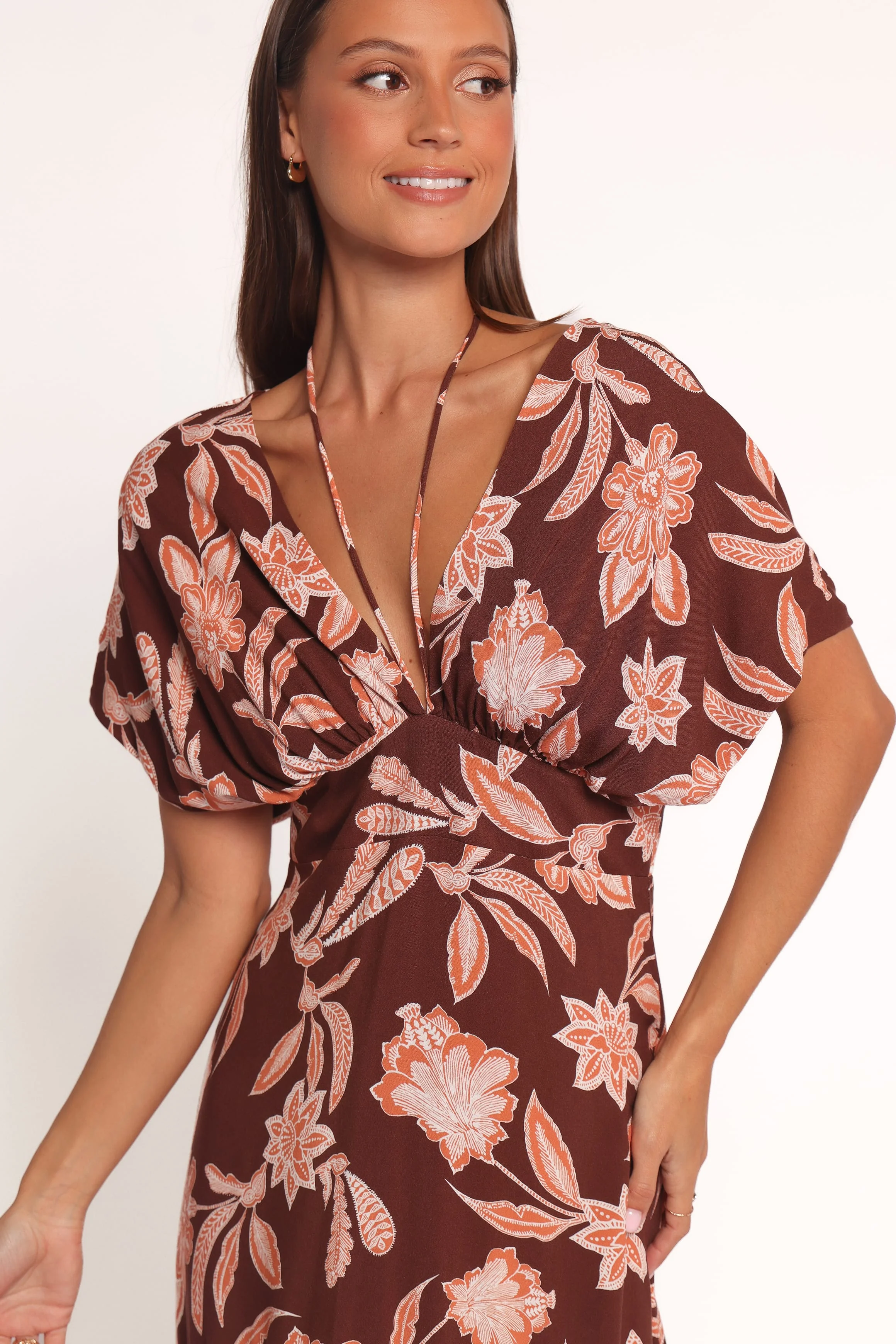 Yolande Midi Dress - Orange Floral - Image 2