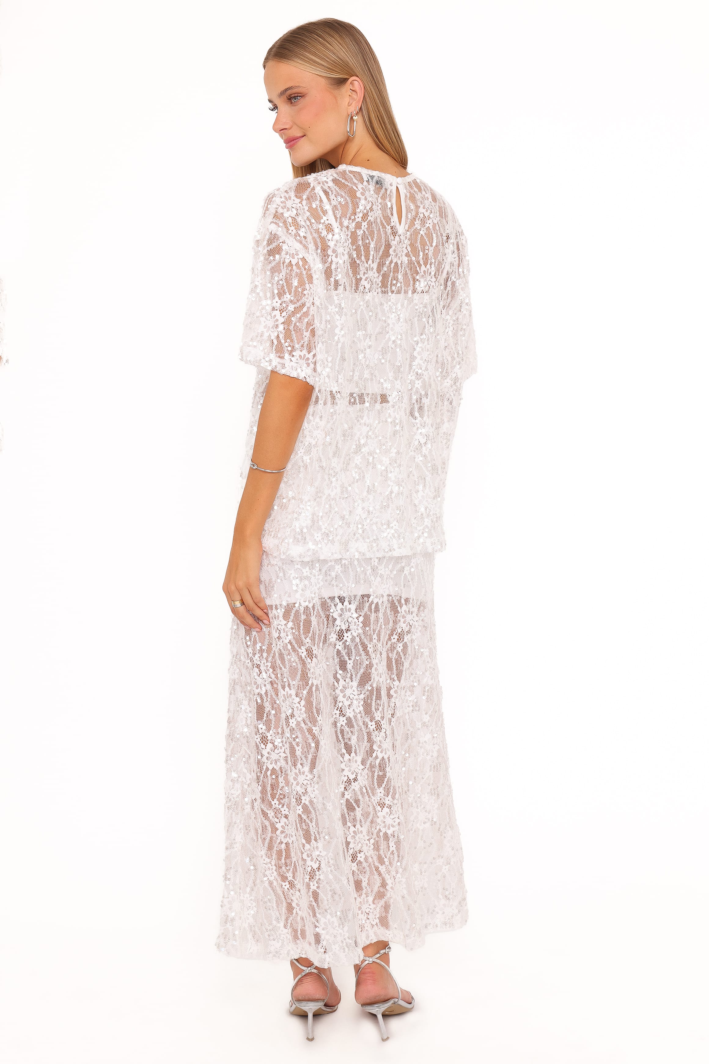 Yonder Sheer Panel Lace Maxi Skirt - White - Image 5