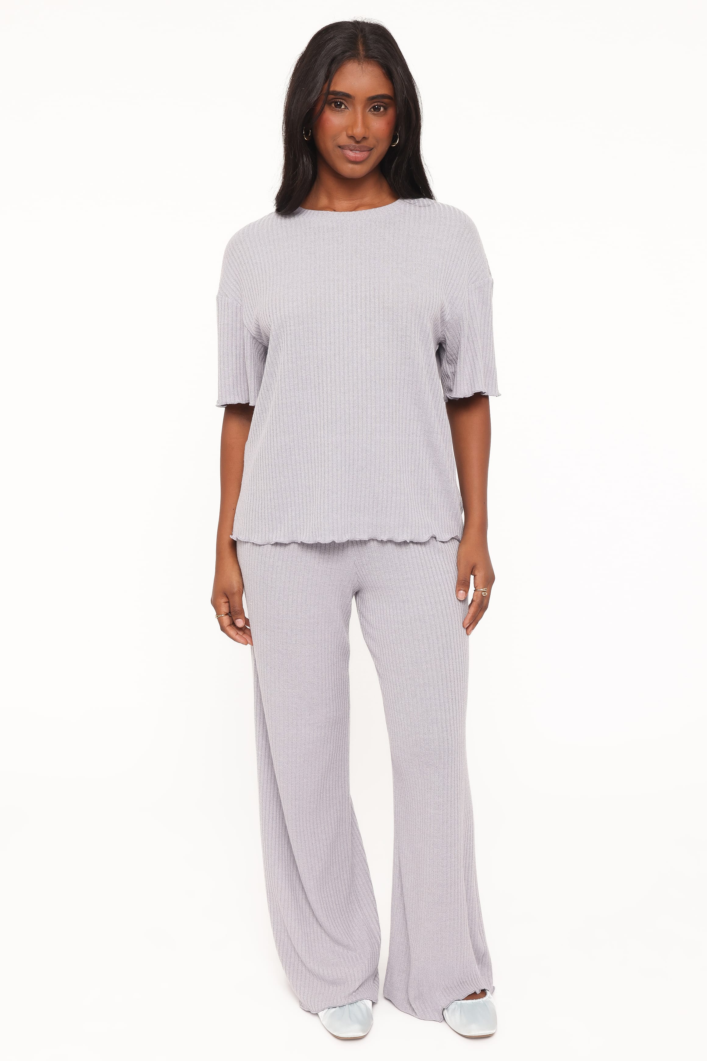 Zenith Ribbed Pant Set - Grey - Image 2