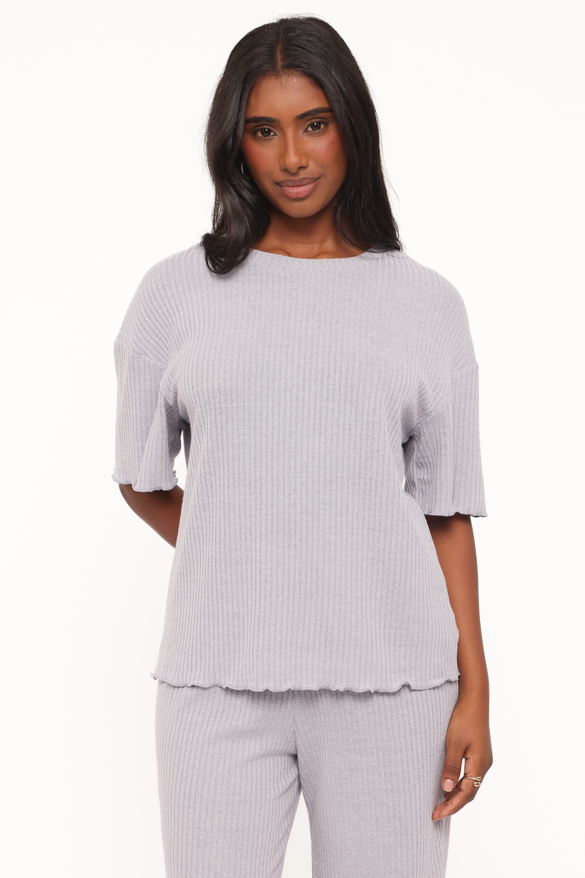 Zenith Ribbed Pant Set - Grey - Image 3