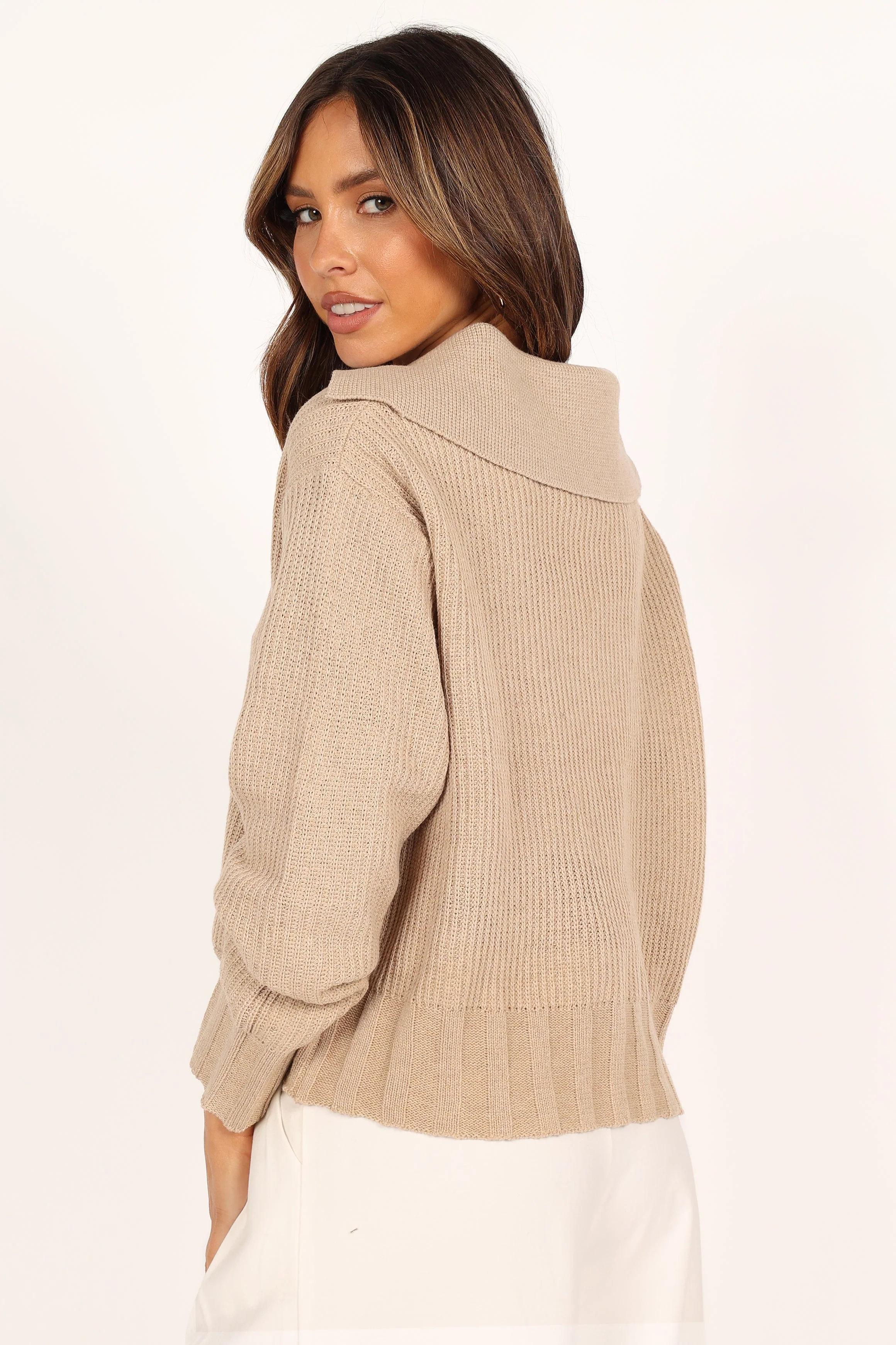 Zoe Knit Sweater - Beige - Image 5